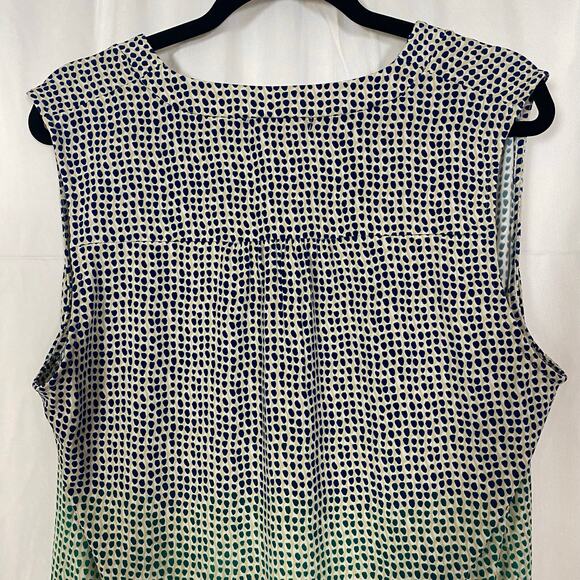 Liz Claiborne XL Sleeveless High-Low Hem Blouse Green Ombre Polka Dot Print - Picture 6 of 8